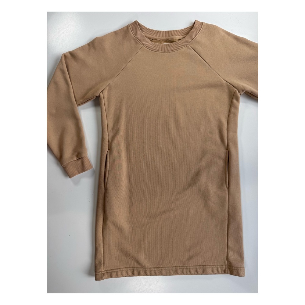 PACT Courtside Sweatshirt Dress Camel Brown‎ Womens Small Organic Cotton Pockets